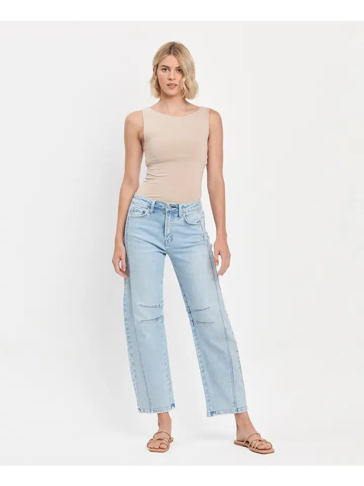 High Rise Barrel Leg Jeans