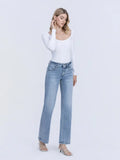 Mid Rise Light Wash Slim Wide