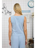 V Neck Sleeveless Side Slit Knit Vest Top