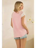 Floral Eyelet Short Raglan Sleeve Top