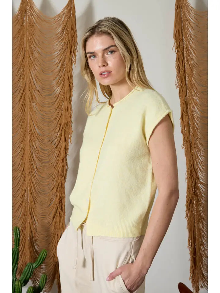 Raw Edge Sleeveless Lightweight Cardigan