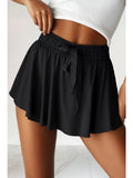 Las Drawstring Elastic Waistband Lined Tennis Skorts