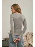 Button Front Knot Top