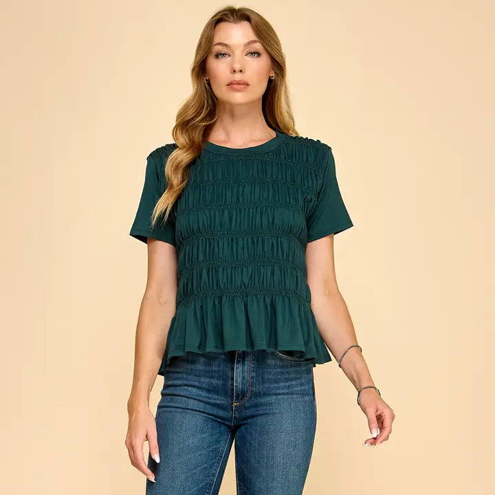 Solid Top with Smocked Detail
