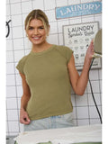 Raglan Exposed Seam Short Sleeve Knit Top
