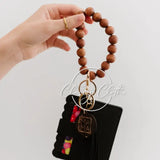 Mama Wristlet Keychain Wallet- Solid Wood