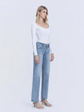 Mid Rise Light Wash Slim Wide