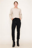 Drawstring Solid Ankle Pants