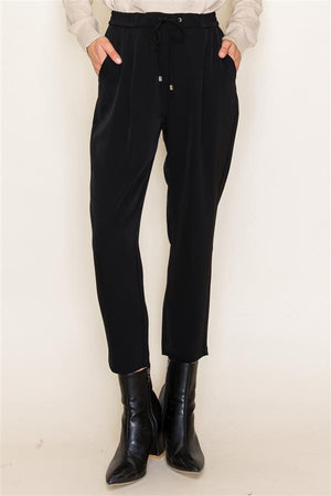 Drawstring Solid Ankle Pants