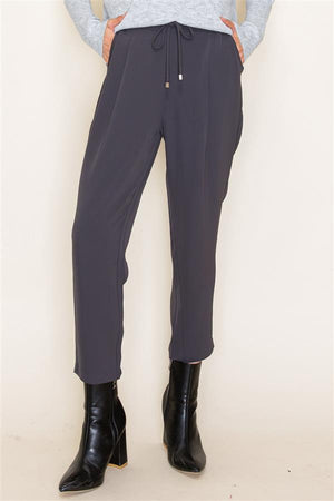 Drawstring Solid Ankle Pants