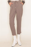 Drawstring Solid Ankle Pants