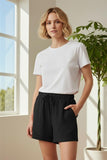 ELASTIC DRAWSTRING WAIST, PATCH POCKETS Black