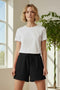 ELASTIC DRAWSTRING WAIST, PATCH POCKETS Black