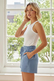 ELASTIC DRAWSTRING WAIST, PATCH POCKETS Blue