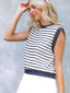 Textured Stripe Color Block Knit Top