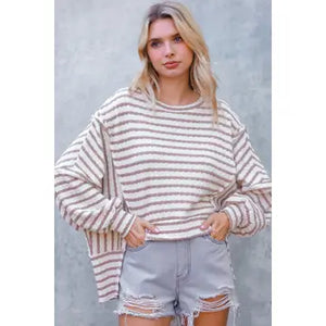 Textured Stripe Long Sleeve Top