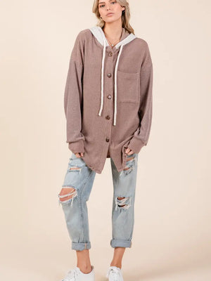 Button Hooded Sweatshirt