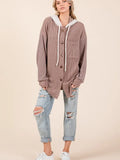 Button Hooded Sweatshirt