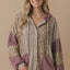 Bubble Sleeve Mixed Pattern Top