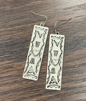 2" Long, Boho Aztec Earrings