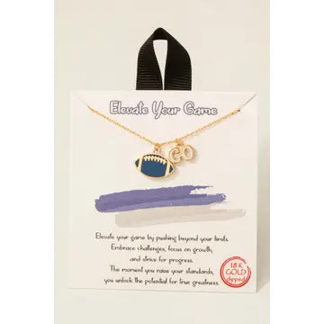 Gold Dipped Enamel Go Football Pendant Necklace