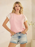 Floral Eyelet Short Raglan Sleeve Top