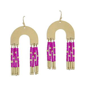 Gold Arched Earring w/Bead