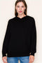 Drawstring Neck Black Long Sleeve Sweater