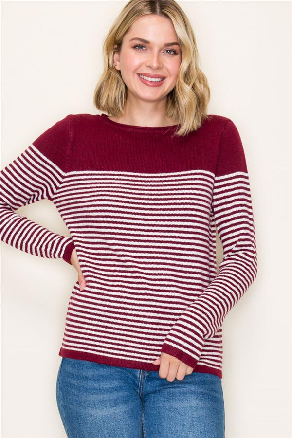 Boat Neck Stripe Sweater