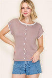 Buttoned Detailed  Raw Edge Sweater