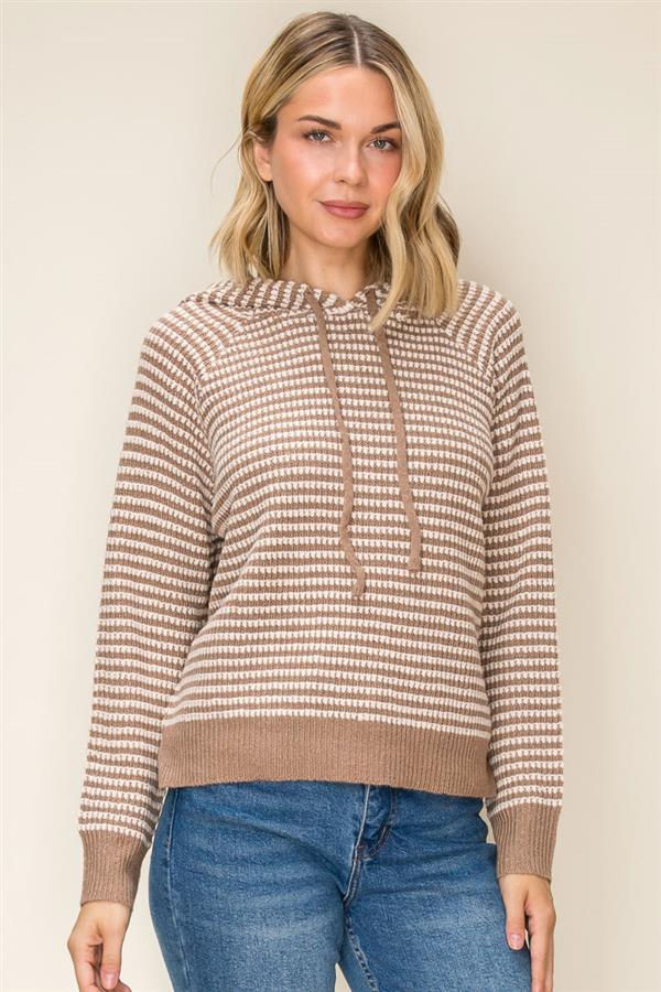 Waffled Textured Stripe Sweater