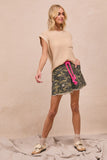 Camo Print Braided Belt Shorts