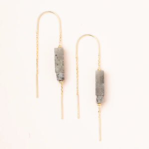 Rectangle Stone Earring - Labradorite/Black/Gold