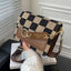 Fashionable Checkerboard Shoulder Bag Brown