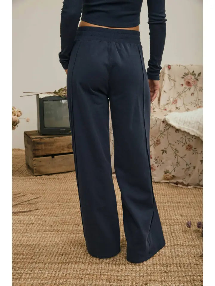 Elastic Waist Side Panel Knit Pants
