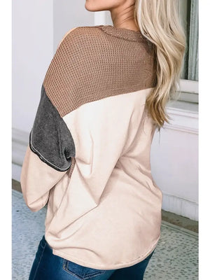 Color Blocked Waffle Henley