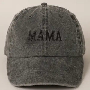 Mama Embroidered Cotton Baseball Cap BLACK