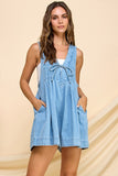 V-neck Sleeveless Denim Romper
