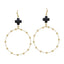 Black Cross Shape w/Gold Beaded Earring