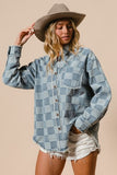 Frayed Edge Washed Checker Jacket