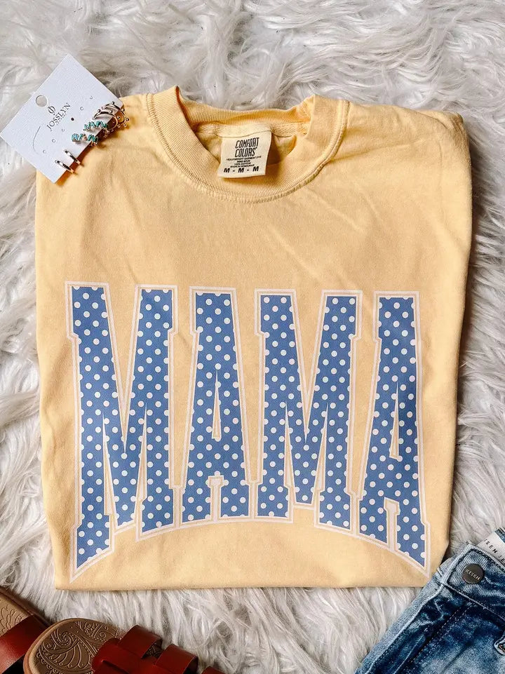 Blue Polka Dot Mama Graphic Tee - Butter