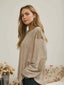 Boxy Textured Long Sleeve Washed Knit Top