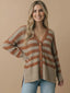 V Neck Stripe  Oversized Fit Cardigan