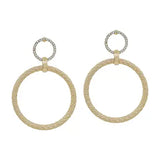 Gold Open Circle with Pave Beaded Accent 2" Earring