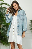 Stripe RhineStone Long Sleeve Denim Shacket