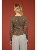 Polka Dot Long Sleeve Henley Top
