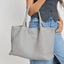 Solana Woven Vegan Leather Tote Grey