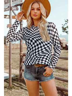 Checkered Pattern Mesh Black