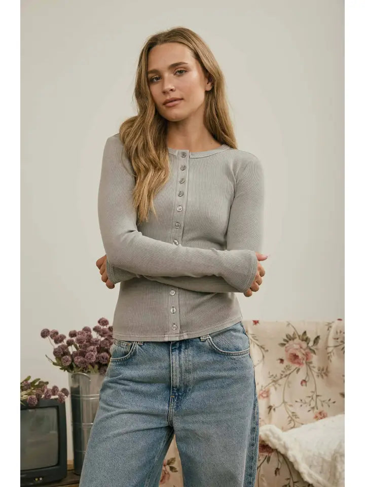 Button Front Knot Top