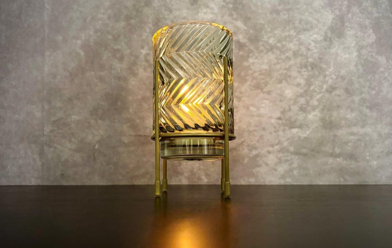 Golden Hour Glass Candle Holder Grey